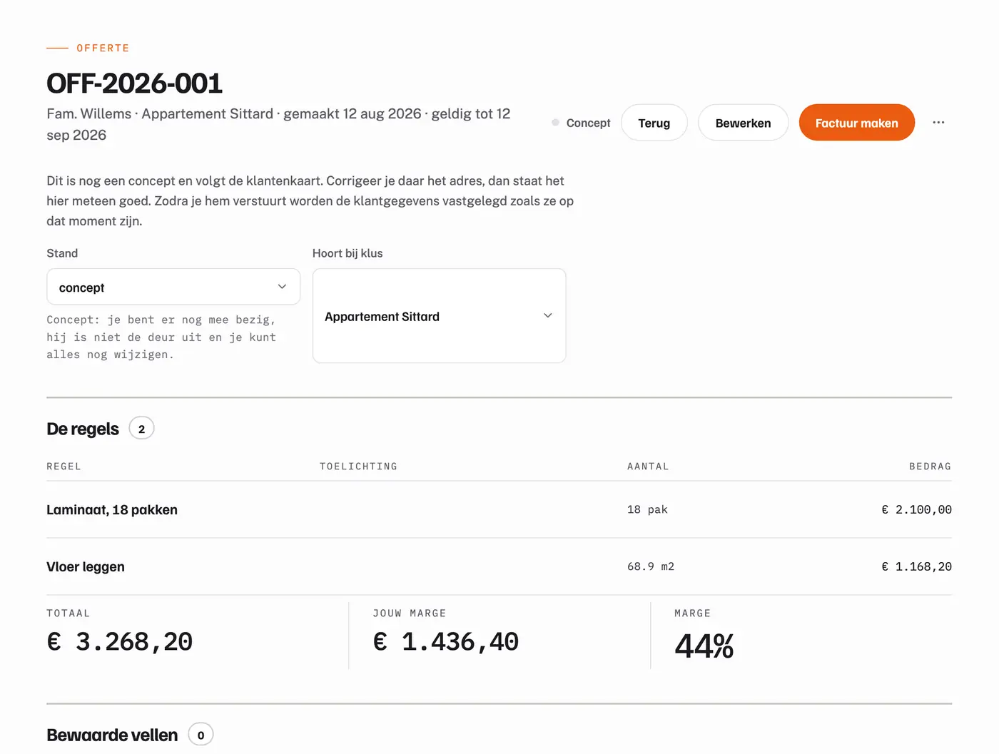 De offerte